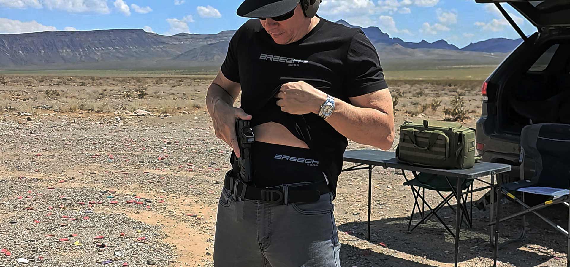 Testing how well Breech Gear's mid-waisted boxer briefs protect against grip rash in the hot desert. 