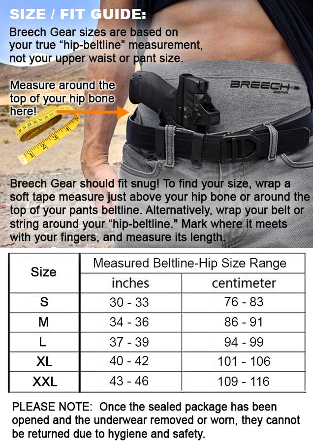 Breech Gear size fit guide