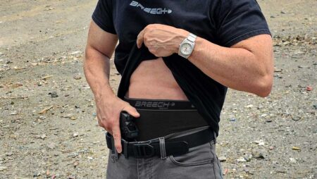 Breech Gear Mid-Rise series Black EXP concealed carry boxer briefs protects your skin from your IWB holster and firearm grip.