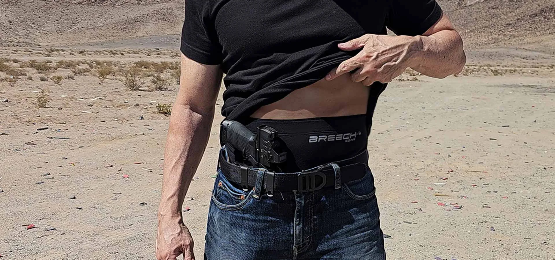 Testing how well Breech Gear's mid-waisted boxer briefs protect against grip rash in the hot desert. 